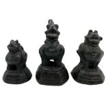 Three Burmese bronze opium weights in the form of Hintha birds