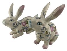 Pair of mid 20th century Chinese pottery Rabbits