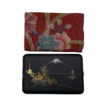 Japanese Taisho period mixed metal damascene cigarette case in the manner of Komai having gold and s