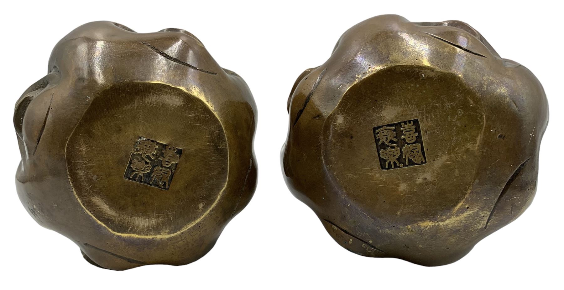 Two Chinese bronzed four-faced Buddha heads - Image 5 of 6