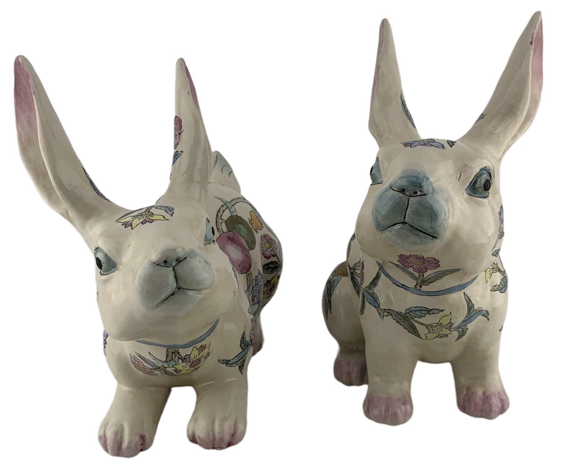 Pair of mid 20th century Chinese pottery Rabbits - Image 6 of 6