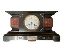 French - Late 19th century Belgium slate 8-day mantle clock