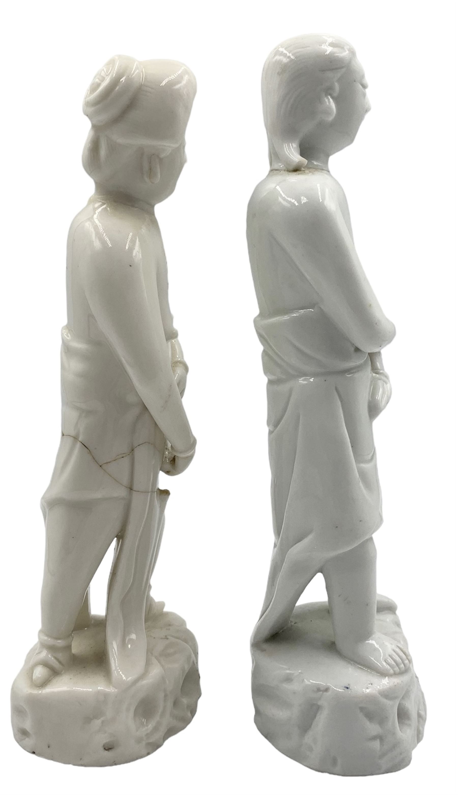 Matched pair of Qing dynasty 18th century Chinese Blanc de Chine porcelain 'Adam and Eve' figures - Image 2 of 6