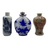 Chinese blue overlay glass snuff bottle
