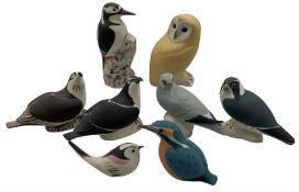 Group of eight Scottish 'Isle of Arran' bisque porcelain birds comprising two Ospreys