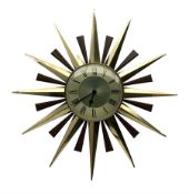 Mid 20th century Metamec sunburst wall clock