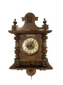 German - Edwardian 8-day striking wall clock in an oak case