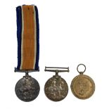 Two WWI War medals named to '51306 PTE. H. V. WILKINSON. W. RID. R.' and '21218 W D. HEWETT. E. R. A