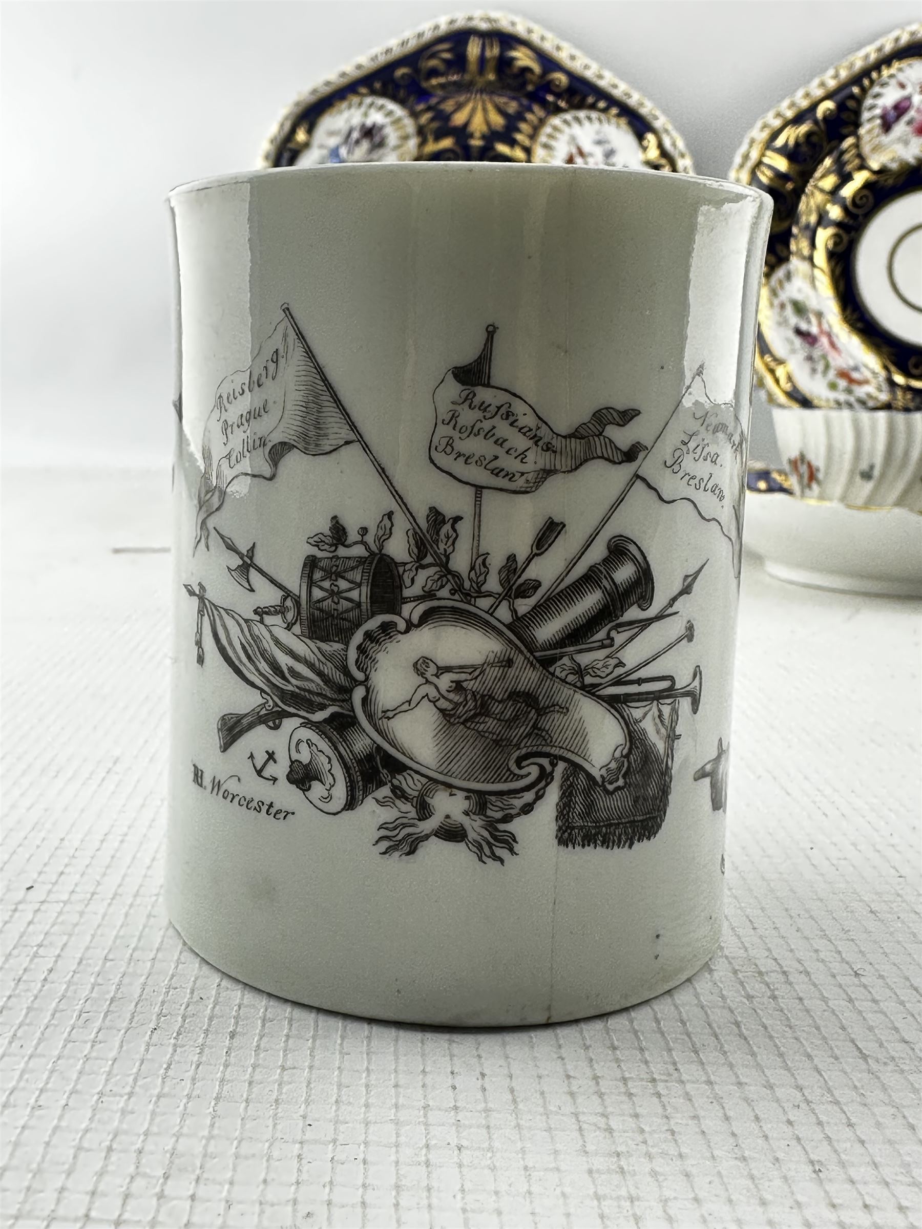 18th century Worcester mug printed in black with a head and shoulders portrait of Frederick II of Pr - Image 6 of 6