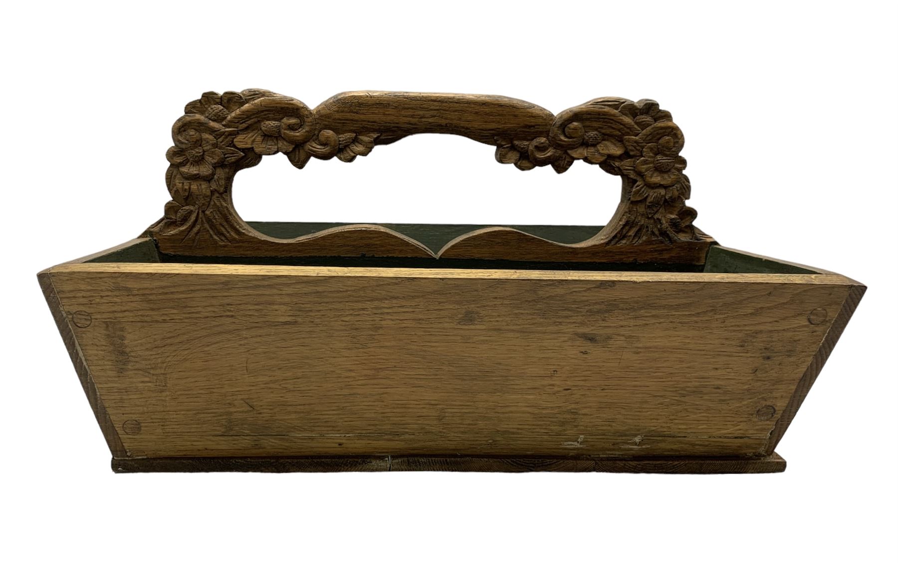 French design carved oak cutlery tray