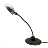 Mid 20th century industrial desk lamp with adjustable gooseneck stem with aluminium bowl shade and c