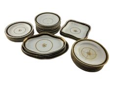 19th century dessert service decorated in black and gilt 30 pieces