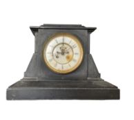 19th century - large Belgium slate mantle clock with visible escapement