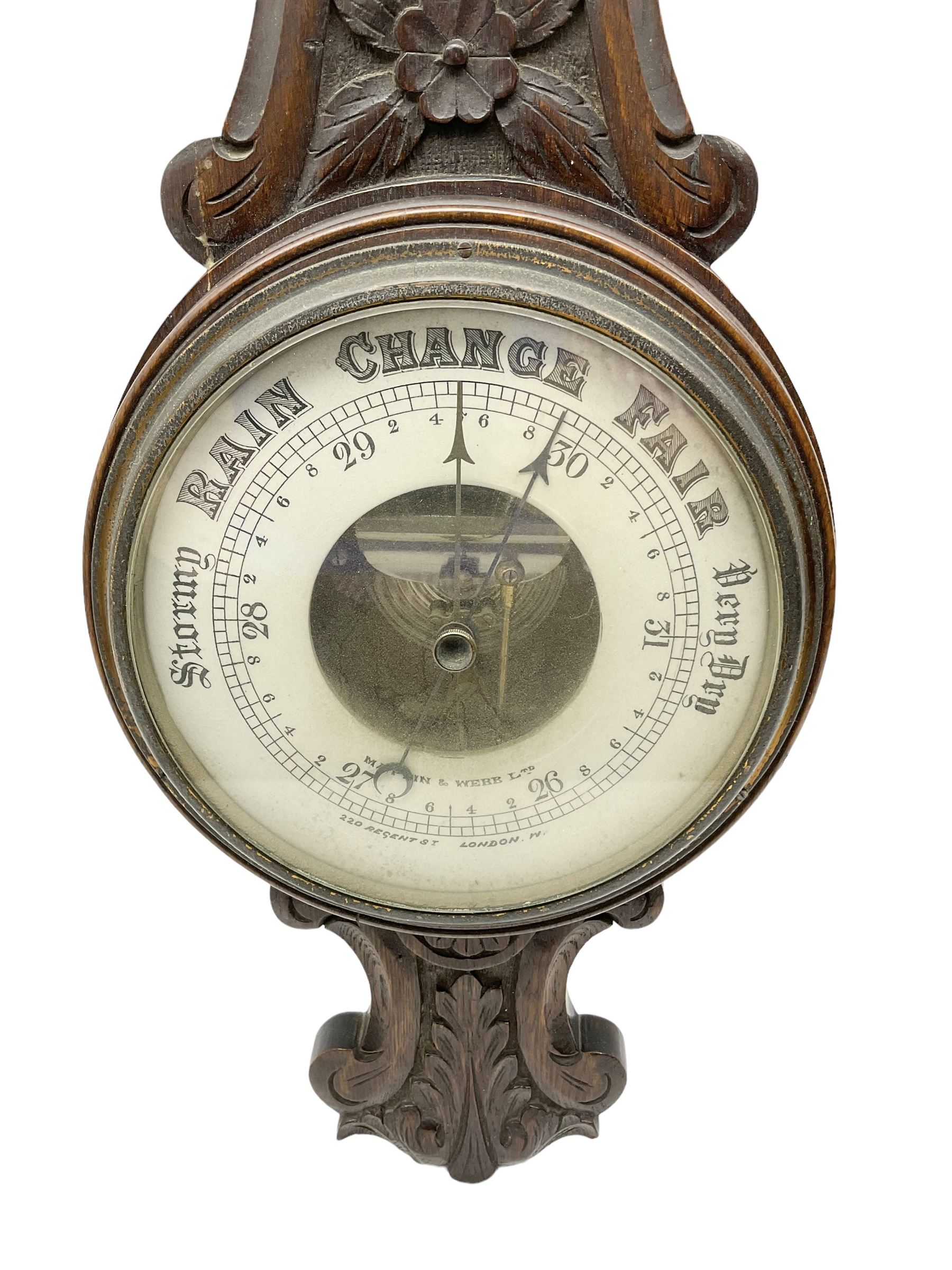Mapin & Webb oak cased aneroid barometer c 1910 - Image 2 of 3