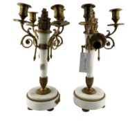 Pair of clock garniture candelabra H38cm