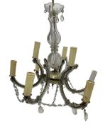 20th century glass and metal nine branch chandelier