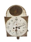 English - 8-day painted longcase clock dial and movement c1820 13-1/4" x 19"