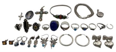 Collection of vintage silver including a large lapis lazuli ring