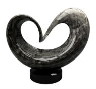 Large contemporary resin sculpture on ebonised circular base