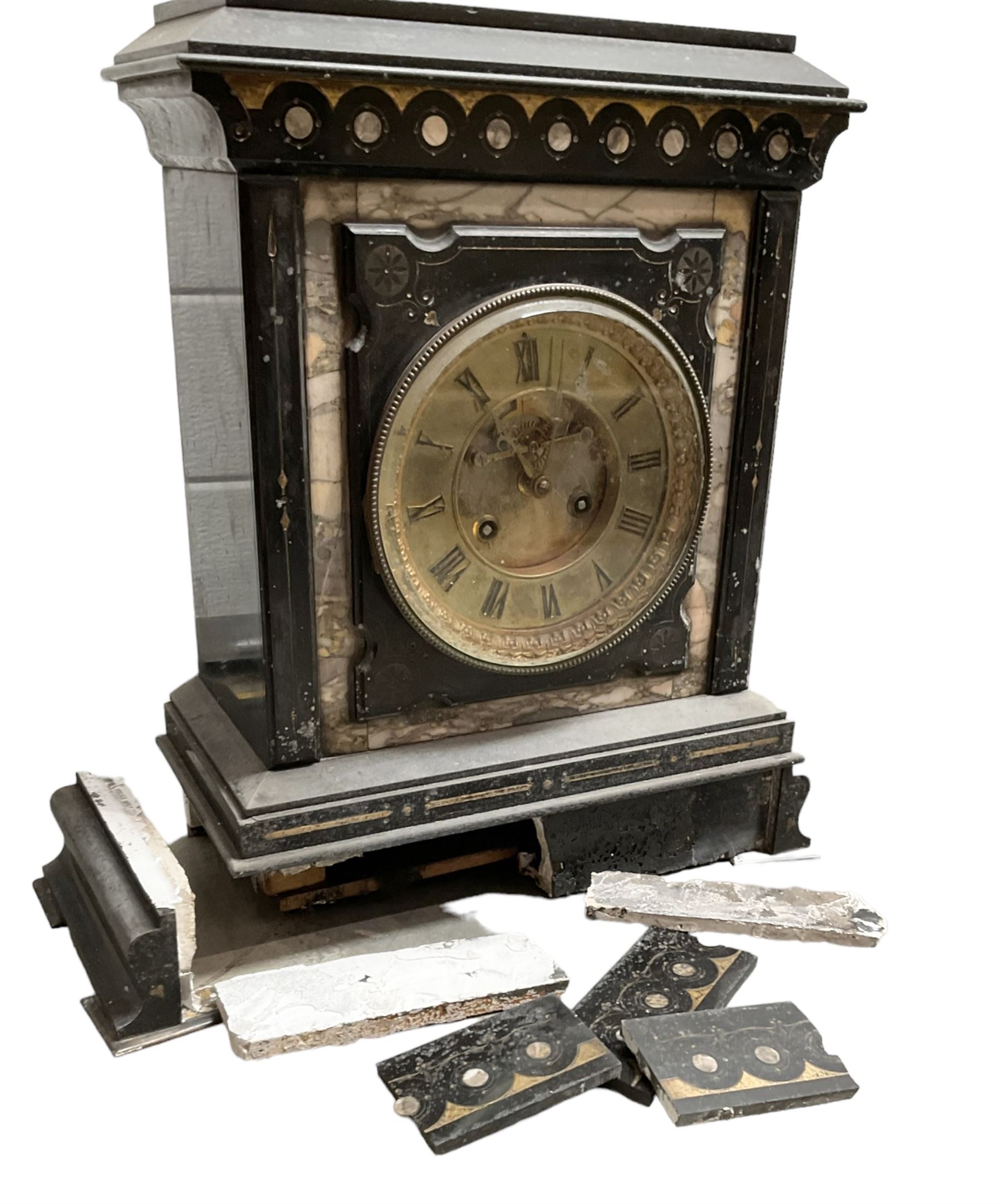 French - late 19th century Belgium slate 8-day mantle clock - Image 2 of 2