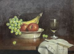 Thompson (English School 20th century): Still Life of Fruit and Butter Knife