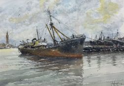 John Landrey (British 20th century): Grimsby Trawler 'Ross Jackal GY 637'