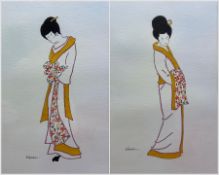 Eileen Catlin (British Contemporary): 'Bijin (Beautiful Woman' and 'Hinatsuru (Young Crane)'