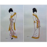 Eileen Catlin (British Contemporary): 'Bijin (Beautiful Woman' and 'Hinatsuru (Young Crane)'