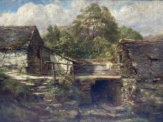 Thomas Alexander Harrison (American 1853-1930): Steps and Barn with Chickens Feeding