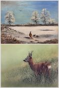 Robert E Fuller (British 1972-): Deer in Long Grass