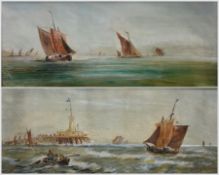 After Thomas Bush Hardy (British 1842-1897): Ships at Full Sail