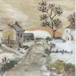 Kathleen Stoneham (British Late 20th century): Winter Village Scene