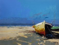 Donald Hamilton Fraser RA (Scottish 1929-2009): Beached Fishing Boat