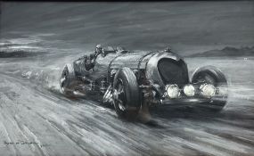 Bryan de Grineau (British 1883-1957): Motor Racing Scene with Napier-Railton