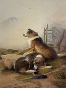 Frederick E Valter (British 1850-1930): Two Sheepdogs on Duty