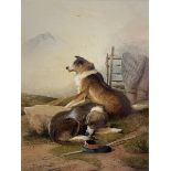 Frederick E Valter (British 1850-1930): Two Sheepdogs on Duty