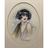 E M Cockeport (British Early-to-Mid 20th century): Portrait of a 1920s Flapper Girl