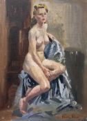 Harry Arthur Riley (British 1895-1966): Nude Study of a Woman Seated