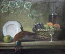 Thompson (English School 20th century): Still Life of Pheasant and Fruit