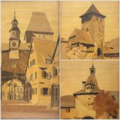 Charles Spindler (French 1865-1938): 'Rothenburg' 'Dambach' and 'St Ursanne'