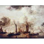 After Jan van de Cappelle (Dutch 1623-1679): 'Shipping Scene with Dutch Yacht FIring a Salute'