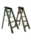 Simplex - early 20th century painted pine library or shop step ladder