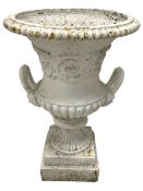 19th century Campana-shaped cast iron urn