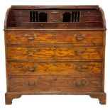 Mid-to-late 20th century camphor wood roll top campaign bureau