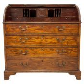 Mid-to-late 20th century camphor wood roll top campaign bureau