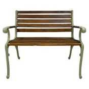 Cast iron and wooden slatted garden bench