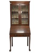 George III mahogany secretaire bookcase