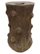 Large terracotta garden pedestal or planter in the form of a tree trunk