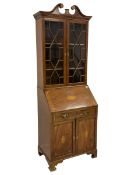 Edwardian inlaid mahogany bookcase bureau