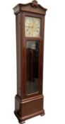 20th century mahogany cased Longcase clock - shaped pediment with a carved shell motif